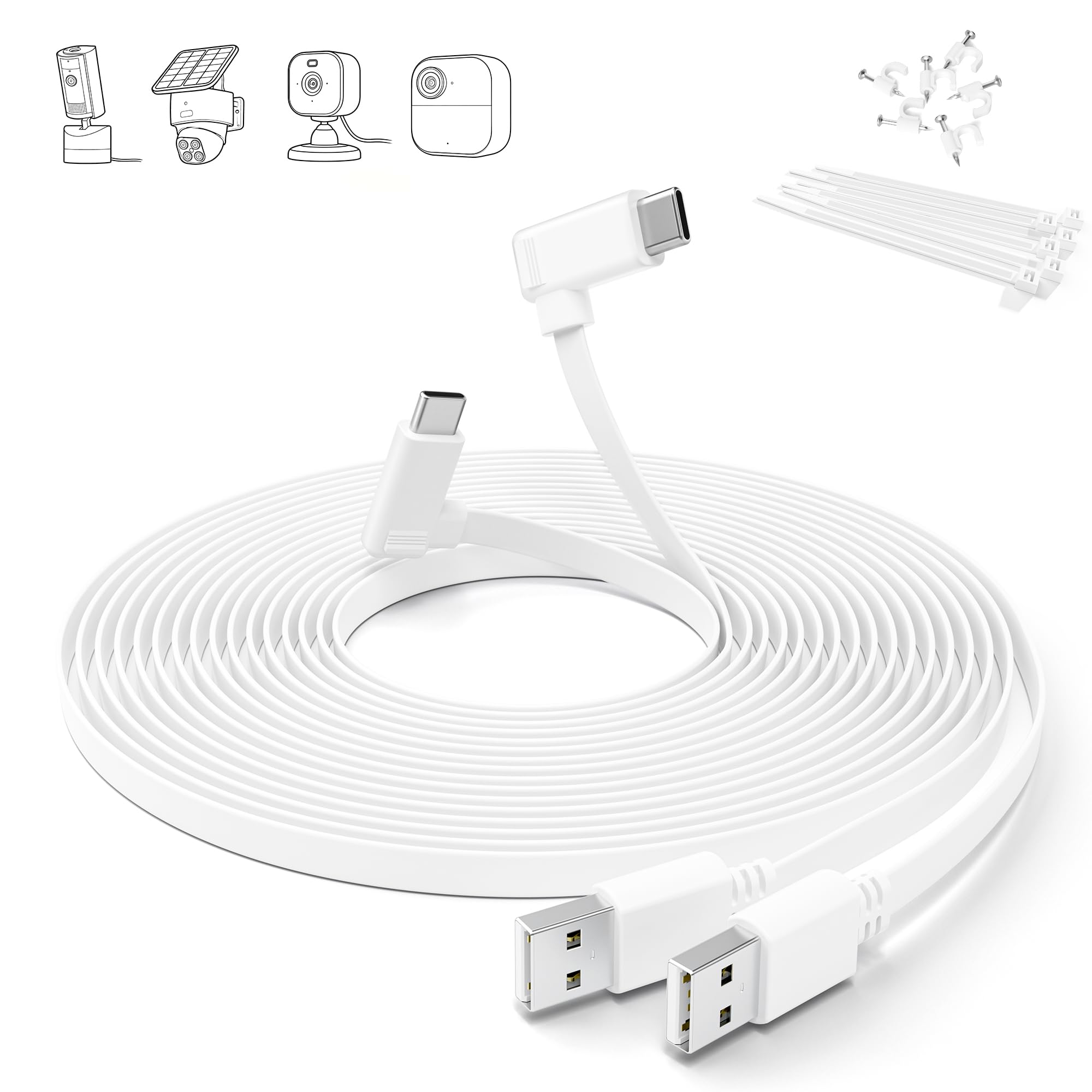Amazon.com : Itramax Flat USB C Cable 20FT/6M,2Pack Right Angle