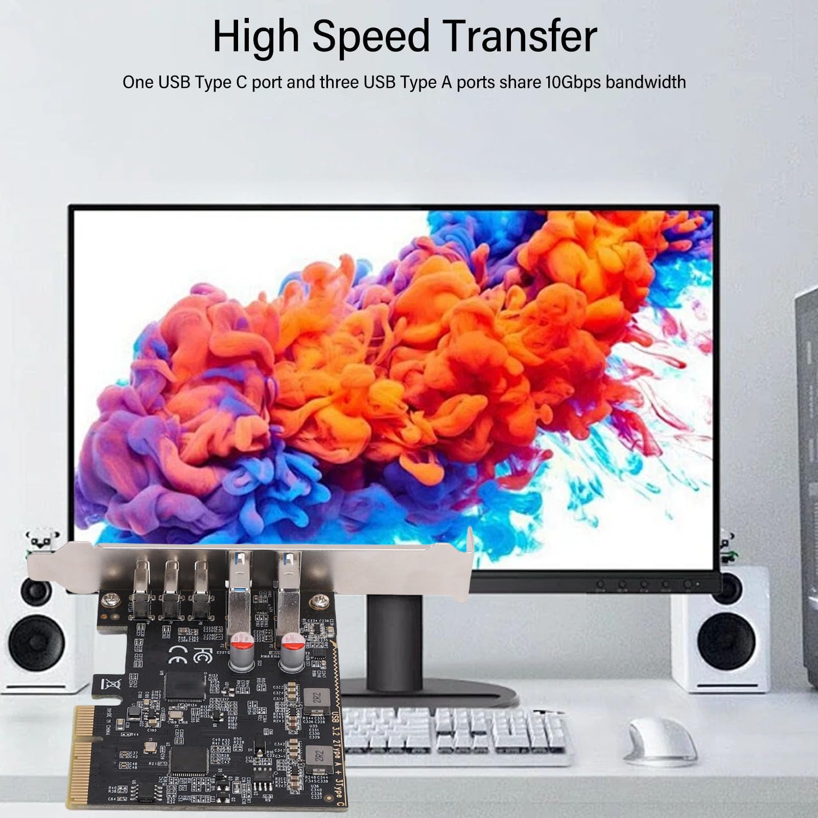 Generic Karta rozszerzeń PCIe USB 3.2 Gen 2 10 Gb/s Koncentrator USB PCI Express 3.0 X4 Adapter do Stacjonarnego Dysku SSD Szybka szybkość Transferu do Tworzenia Kopii Zapasowych Danych