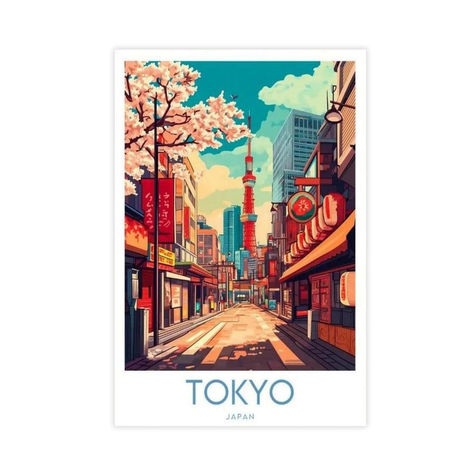 Qgvbgf Tokyo Travel Print - Japan Canvas Poster Bedroom Decor Landscape Office Room Decor Gift 12X18inch(30X45cm)