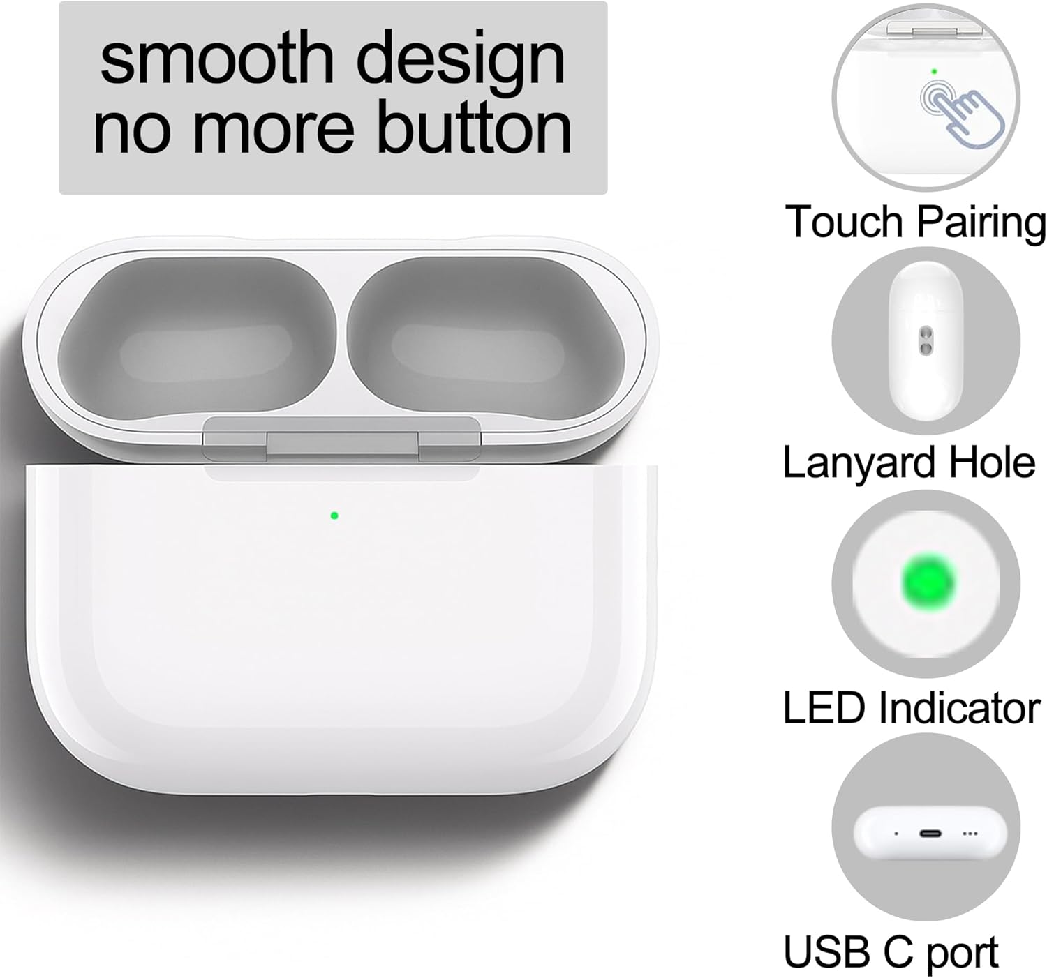 Wireless Charging Case Compatible with AirPods Pro 3(2025) | USB-C Port | Charger Case Replacement for AirPods Pro 3 New Released | with Bluetooth Pairing Sync Button | Earphones Not Included