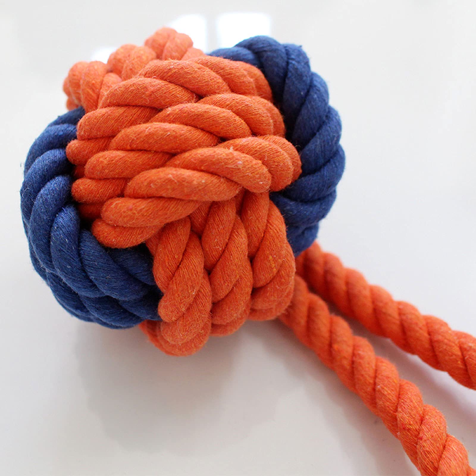 MWIOP Dog Rope Toy,Cute Puppy Chew Toys for Puppy Teething Toys,Durable,Safe,Non-Toxic and Interactive Pet Toys,Bite The Rope to Pull The Globe,Orange,Blue,9 cm Ball,22 cm with Pull Ring.