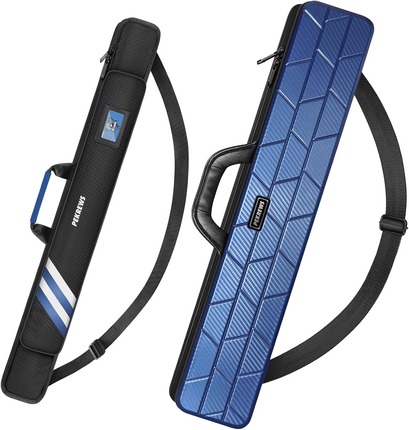 1x1 Soft Cue Bag Blue & 4x4 Hard Pool Cue Case Blue Set