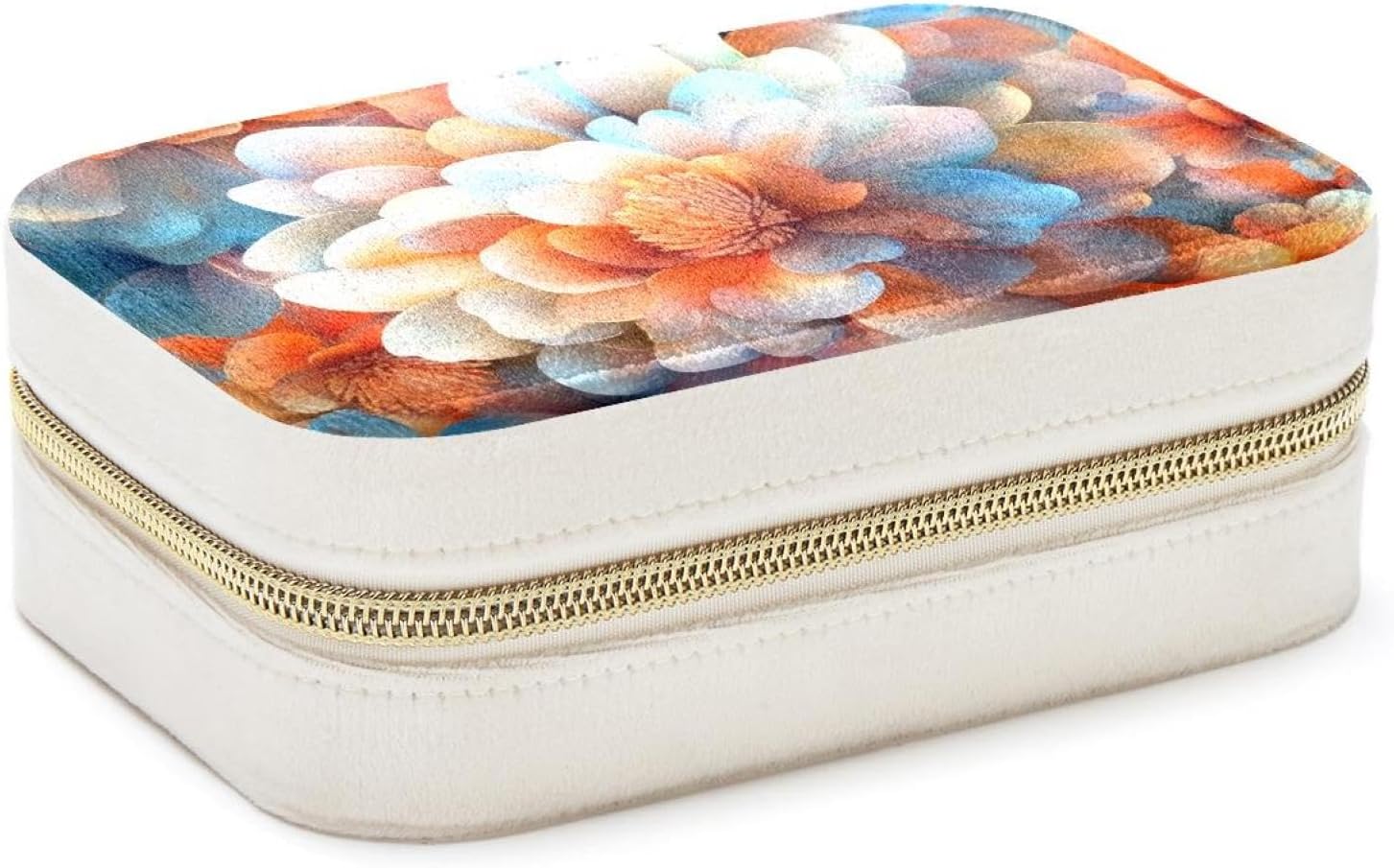 Small Travel Jewelry Box for Women Girls, Bright Flowers Mini Jewelry Organizer Case for Necklace, Stud Earrings, Ring, Bracelets Storage Boxes