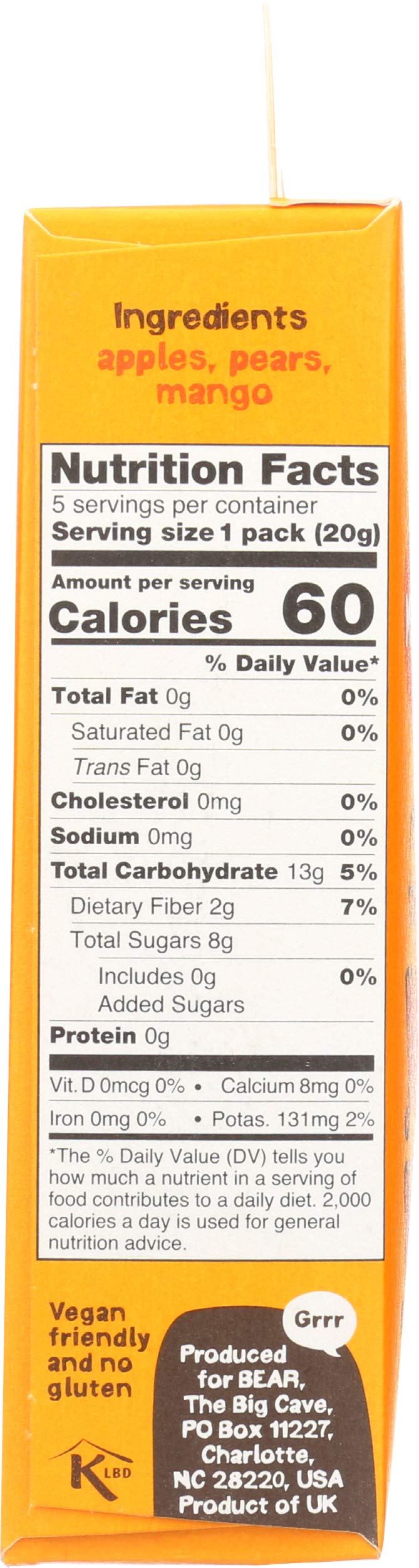 Bear Yoyo BEAR, Real Fruit Yoyos, 0.7 Oz, No added Sugar, All Natural, non GMO, Gluten Free, Vegan, Healthy on-the-go snack for kids & adults, Mango, 5 Count (Pack of 5) thumbnail 5