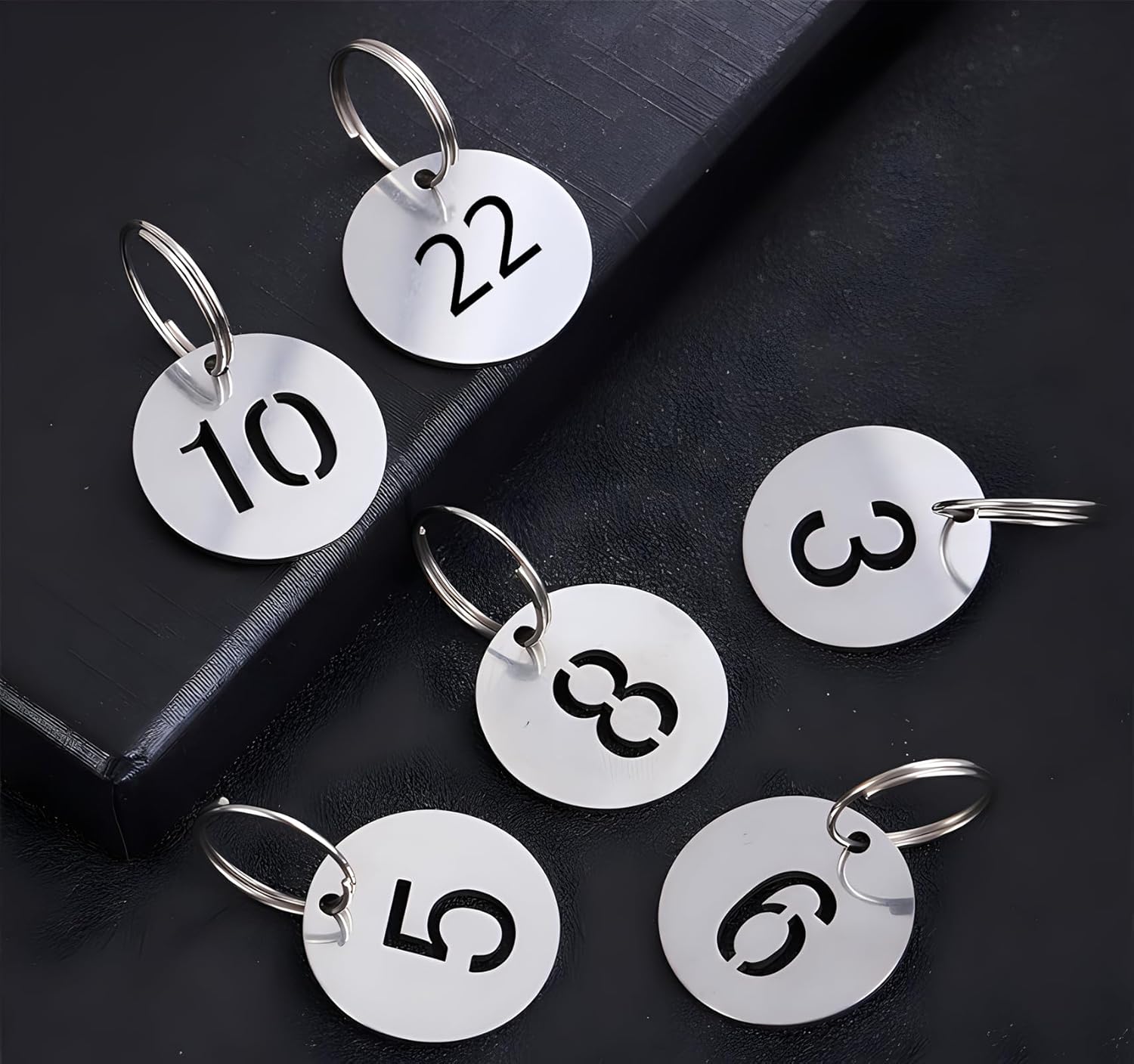 Key Tags, Round Metal Number Tags Stainless Steel Number ID with Hole Number Key Ring Chain with Split Ring for Organized Coding Key Box Cabinet System Identifiers (Round 1-100)