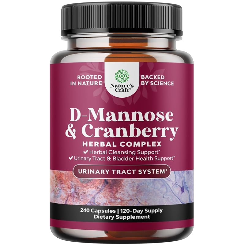 Natures Craft Suplemento de cranberry e D-manose 1.000 mg, 240 cápsulas