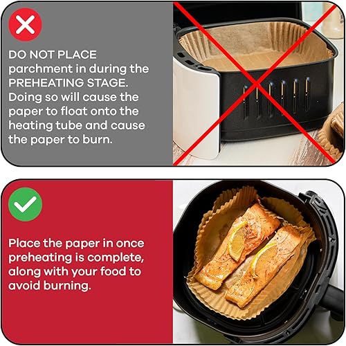 Miniatura 6 de Table King Paquete de 200 forros de papel para freidora de aire, 8 pulgadas (redondo), hojas de pergamino antiadherentes a prueba de grasa y agua