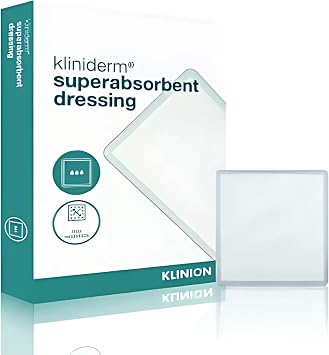 Kliniderm Superabsorbent Dressings 10cm x 15cm   Ideal for Chronic & Acute Wounds, Hypoallergenic, Non-Adhesive, and Easy to Use for Wound Care   Pack of 10