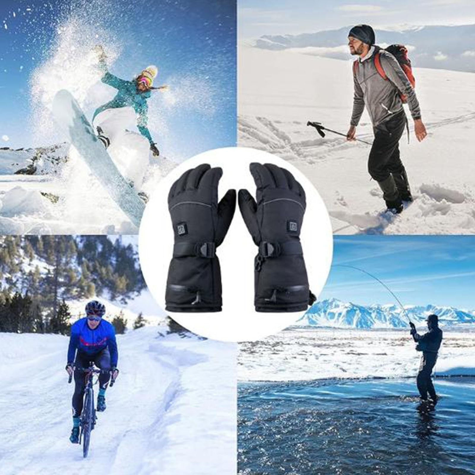 Guantes de Trabajo Calefactables, Guantes Térmicos USB Impermeables Al Viento, Guantes de Moto Calefacción Finos 3 Niveles Temperatura/Esquí/Ciclismo