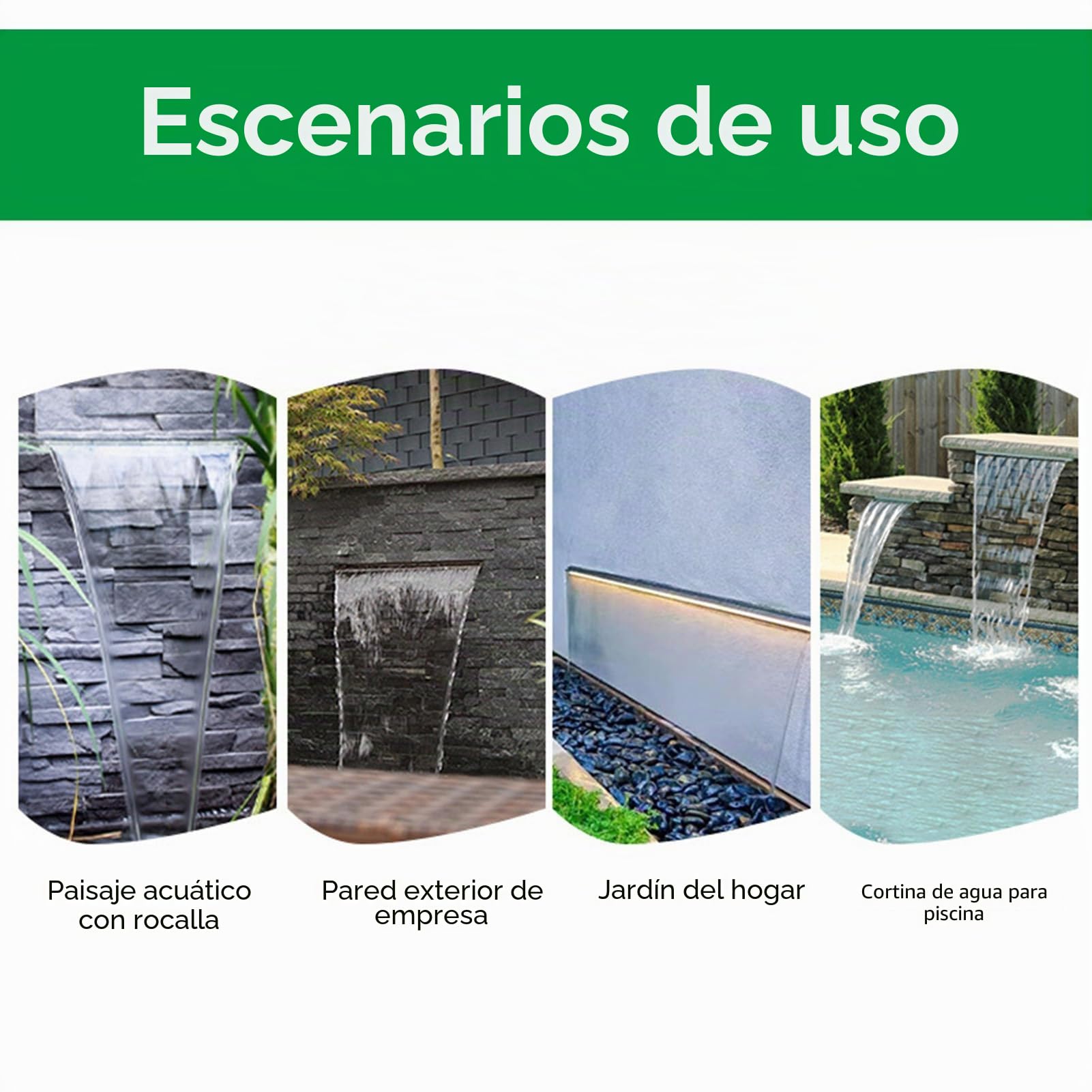 Eujgoov Aliviadero de Salida de Cascada de Acero Inoxidable 304 con Elegante Acabado Pulido para Patio, Jardín, Villa, Piscina (400MM)
