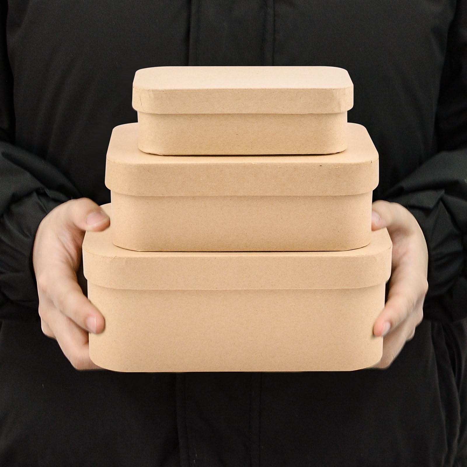Amazon.com: WANDIC Paper Mache Box, Set of 3 Rectangular Paper