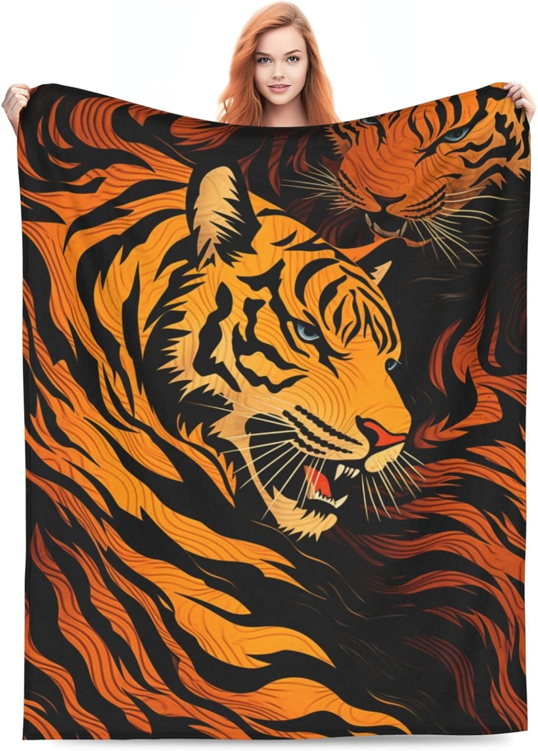 Tiger Blanket Gifts for Adult Kids Tiger Print Skin Pattern Flannel Throw Blankets Soft Comfy Lightweight for Home Decor Couch Bed Sofa 60x50 Inches