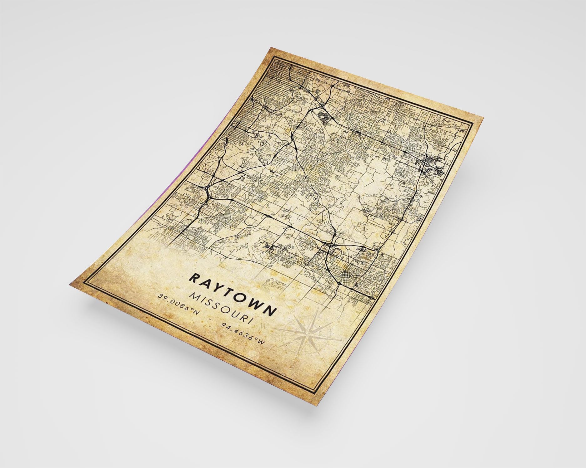 MG Global Rustic Poster of Raytown Missouri | 11x17 12x18 16x24 24x36 Vintage Unframed Print | Antique Hometown City Wall Art for Gift | Home Office Decor