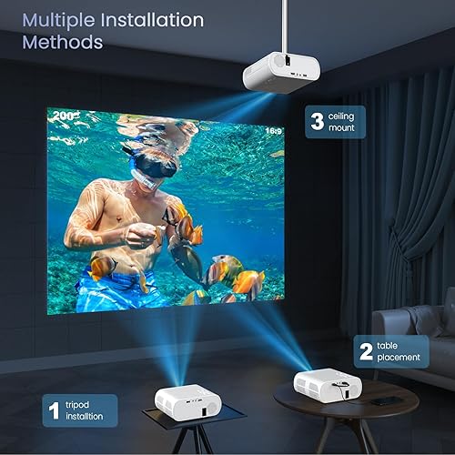 Miniatura 8 de HOMPOW - Mini proyector proyector portátil compatible con 1080P 2022 y pantalla de 176 pulgadas compatible con TV StickHDMIVGAUSBTV BoxLaptopDVDPS4