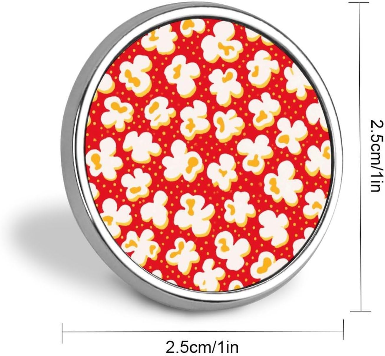 Round Lapel Pin Decorative Brooch Pins, Popcorn Print image 2
