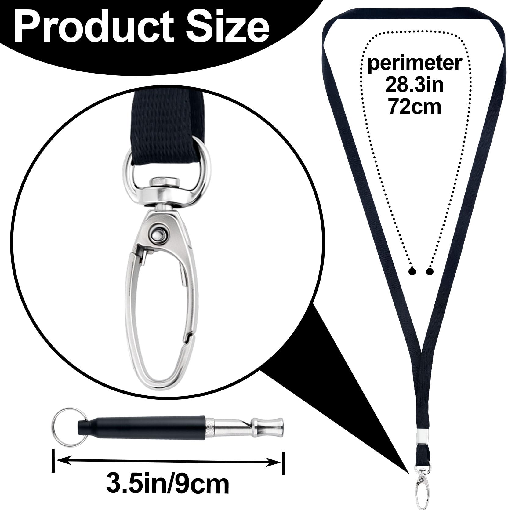 Winsyison Dog Whistle with Lanyard, Adjustable Ultrasonic Dog Whistle to Stop Barking, Professional Recall Dog Training Whistles Training Control Tools for Labradors Scottish Terriers Beagles- Black