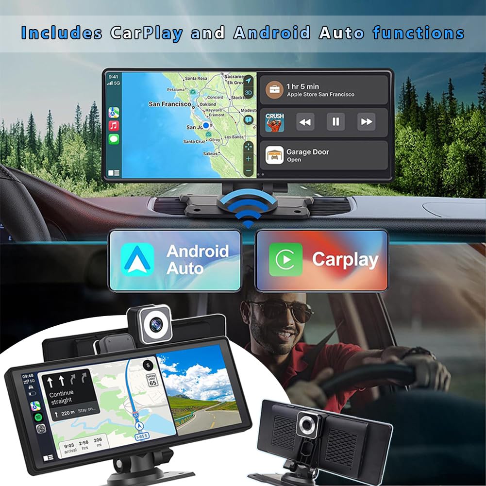 Pantalla Carplay Coche para Mazda Roadster 2005-2015, Portátil Pantalla Carplay Coche, FM Transmisor, AUX, Navegación GPS, Control por Voz