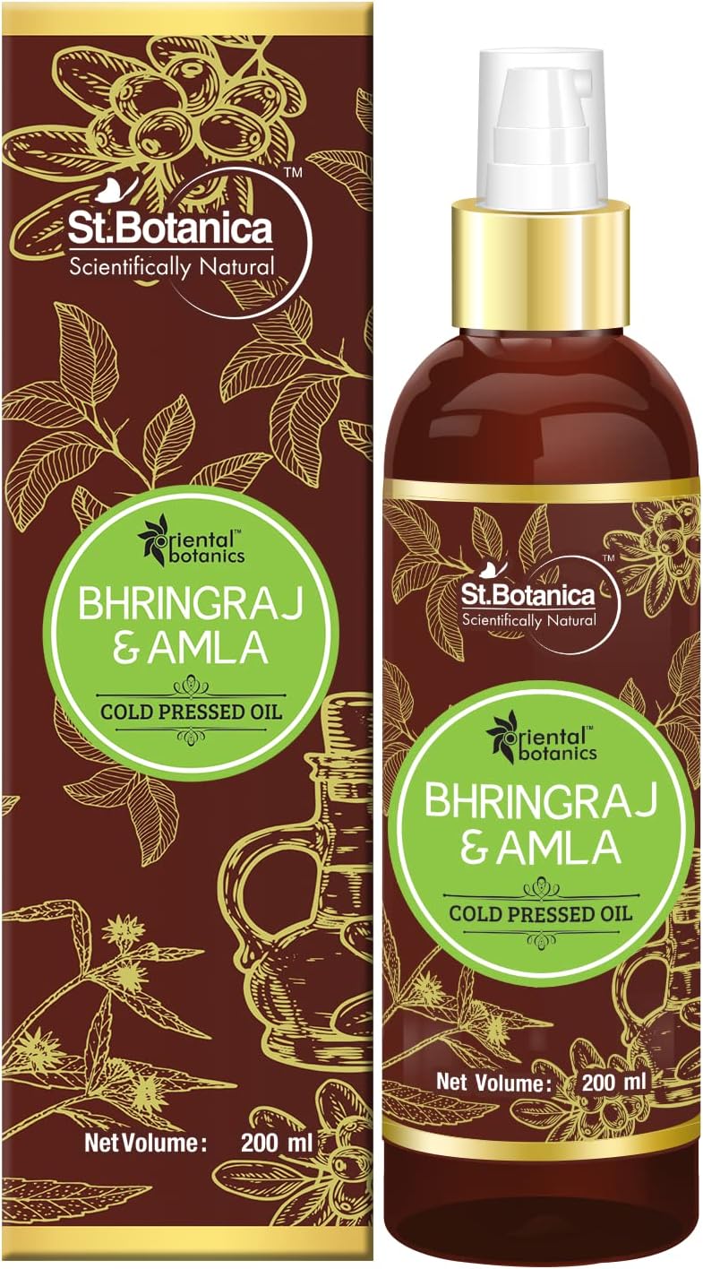 Oriental Botanics Bhringraj & Amla Oil For Hair - No Mineral Oil, Silicon or Paraben, 200 ml (ORBOT15)