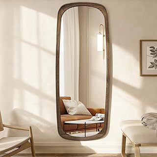 Comprar Espejo de cuerpo entero, espejo de cuerpo montado en la pared, espejos decorativos con marco de madera para sala de estar, dormitorio y entrada, 120 x 47 cm, espejos decorativos simples para el