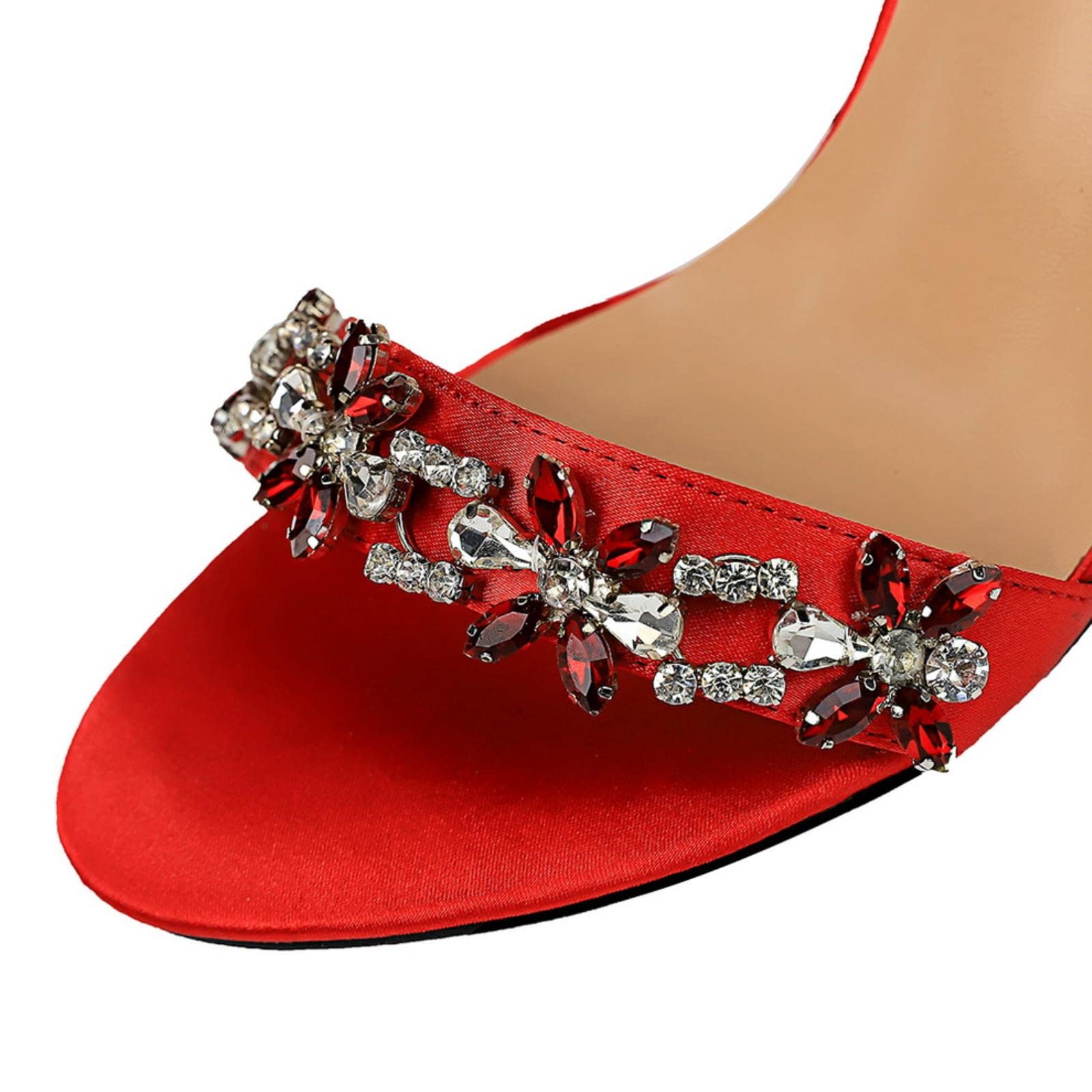 Scarpe Donna Tacco Donne 9 Cm Tacchi Alti Sandali Cristallini Cristallini da Sposa Tacchi da Sposa Sandles Glitter Ballo Elegante Cinturino in Raso Elegante