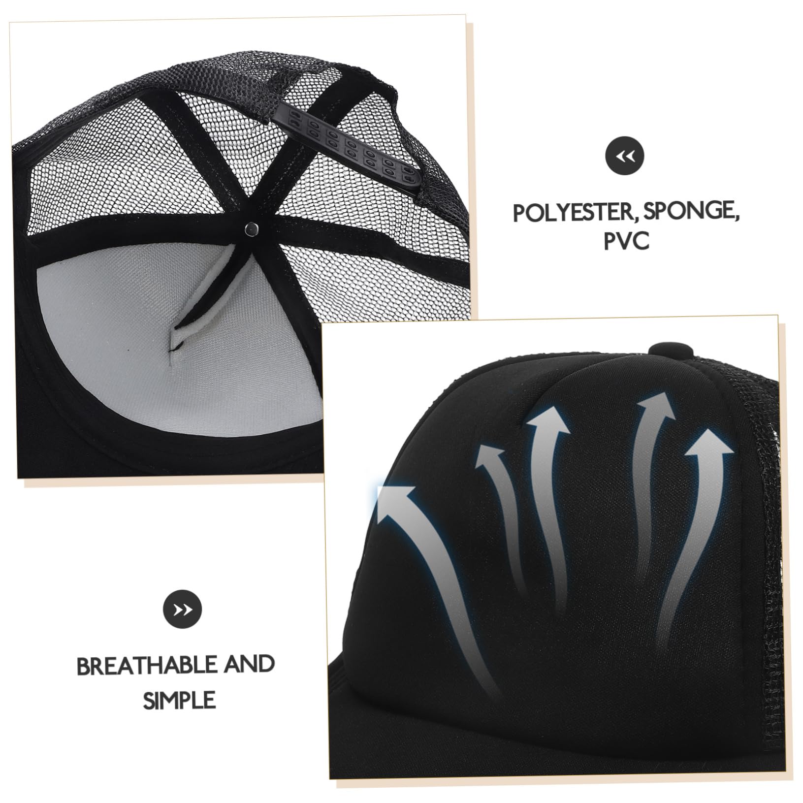 Cappello di Sublimazione Cappello da Baseball Fai da Te Cappelli di Sublimazione Cappellini da Baseball Fai da Te Berretti da Baseball Vuoti Cappelli Fai da Te PVC Black