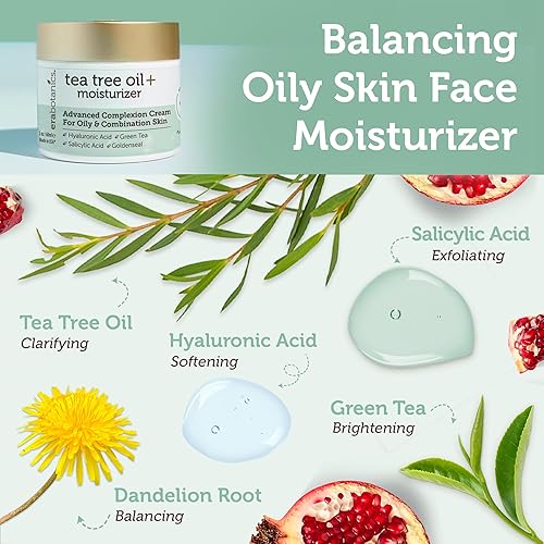 Miniatura 3 de Crema facial de aceite para árbol de té – para aceite, piel de acné con crema hidratante facial natural y orgánico de 5 ml con 7 ingredientes para