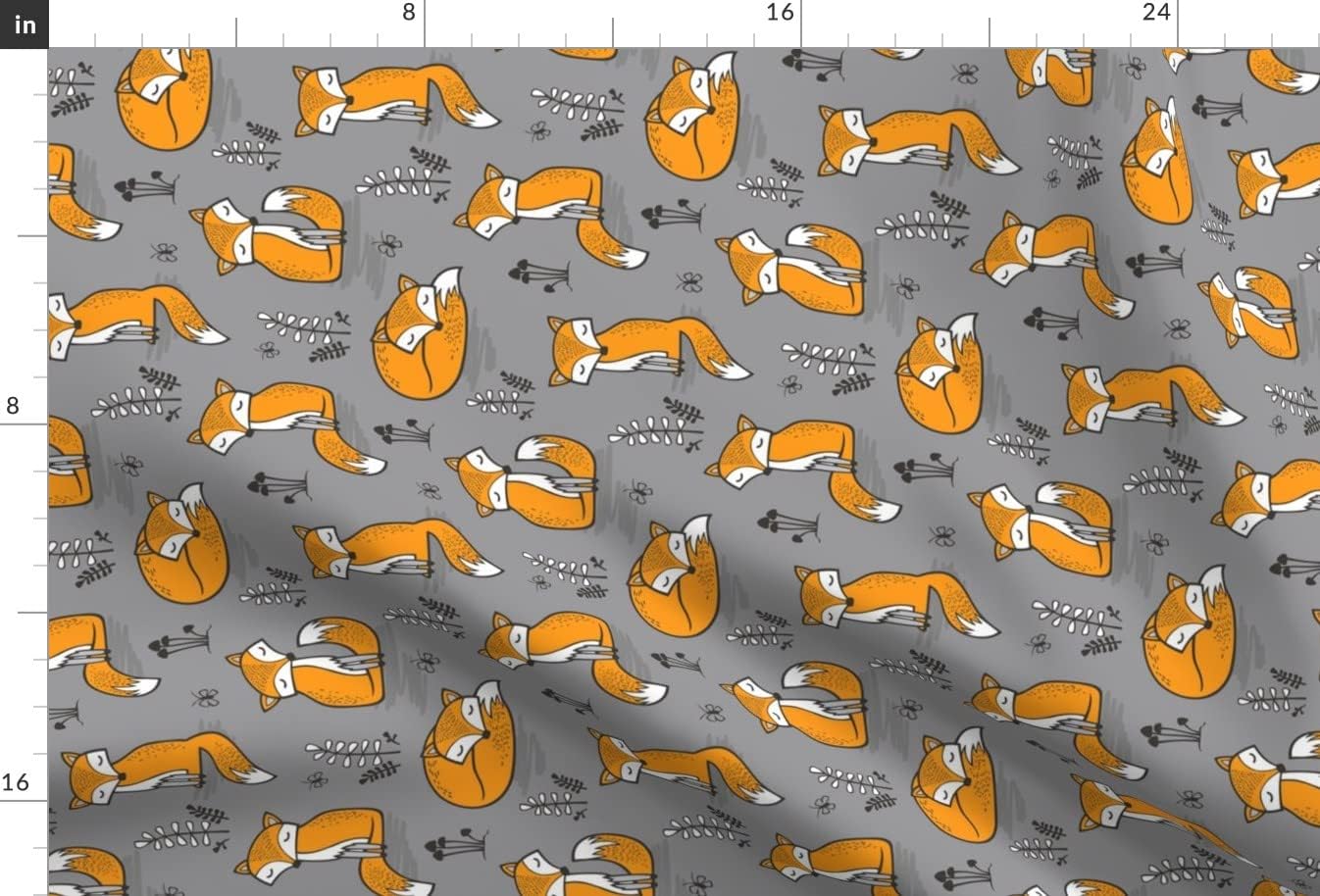 Spoonflower Fabric - Dreamy Fox Grey Rotated Foxes Fall Winter Woodland Autumn Forest Printed on Minky Fabric by The Yard - Sewing Baby Blankets Quilt Backing Plush