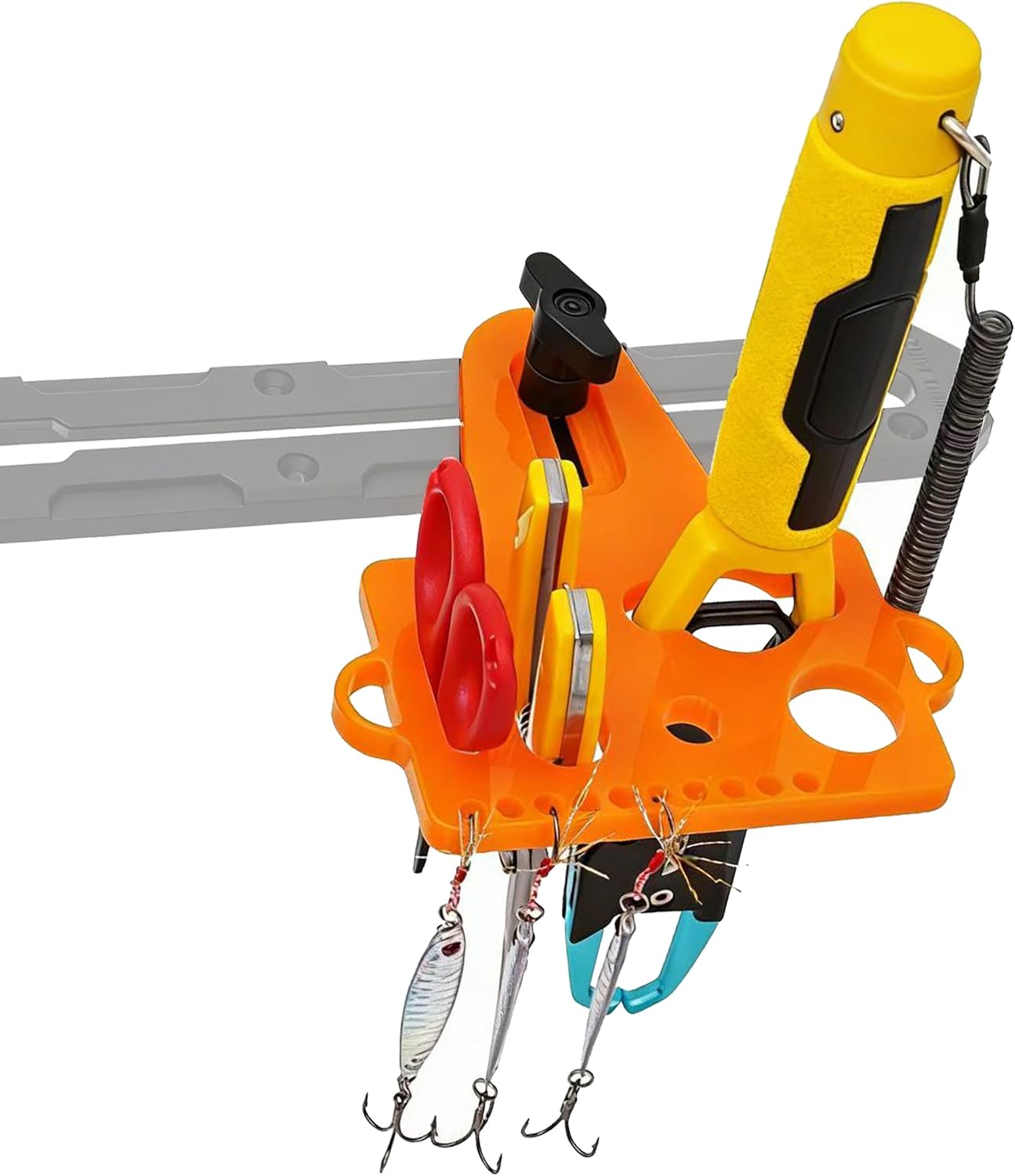 Kayak Fishing Tool Holder,Track Mounted Organizer for Knife Holder,Multi-Purpose Expansion Board No-Drill Installation (Orange)