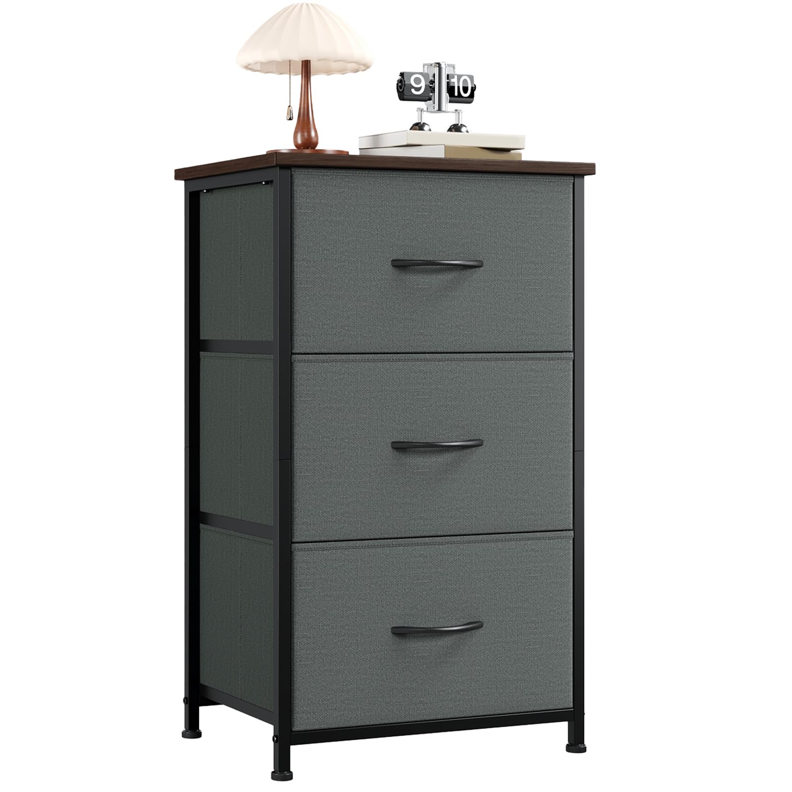 Somdot Chest of Drawers with 3 Drawers, Bedroom Fabric Dresser Storage Organiser for Closet Bedside Living Room Laundry Entryway Hallway, Charcoal Grey — image 1