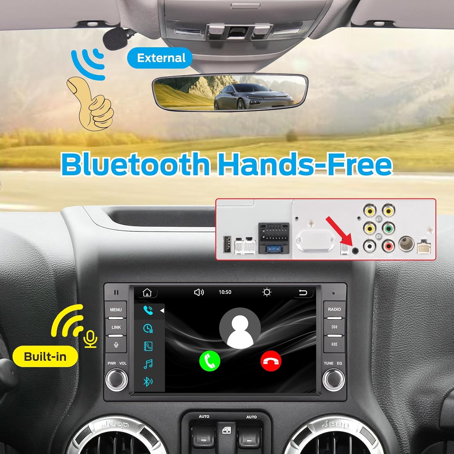 Fast Boot Linux Car Stereo Compatible with Jeep Wrangler Radio 2007-2018 Chrysler Dodge Ram 1500 | Bluetooth/Wireless CarPlay/Android Auto/FM/AM/RDS/USB | 100W DSP |