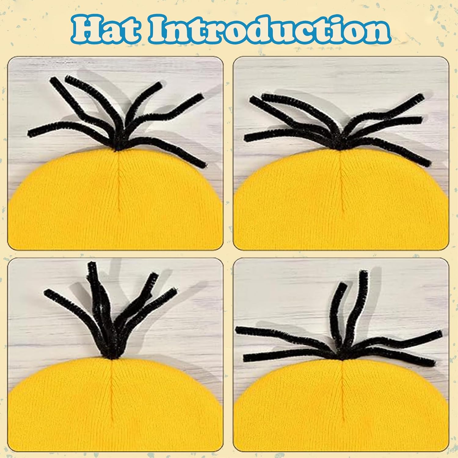 Halloween Costume Accessories Adults Yellow Beanie Hat - Image 3