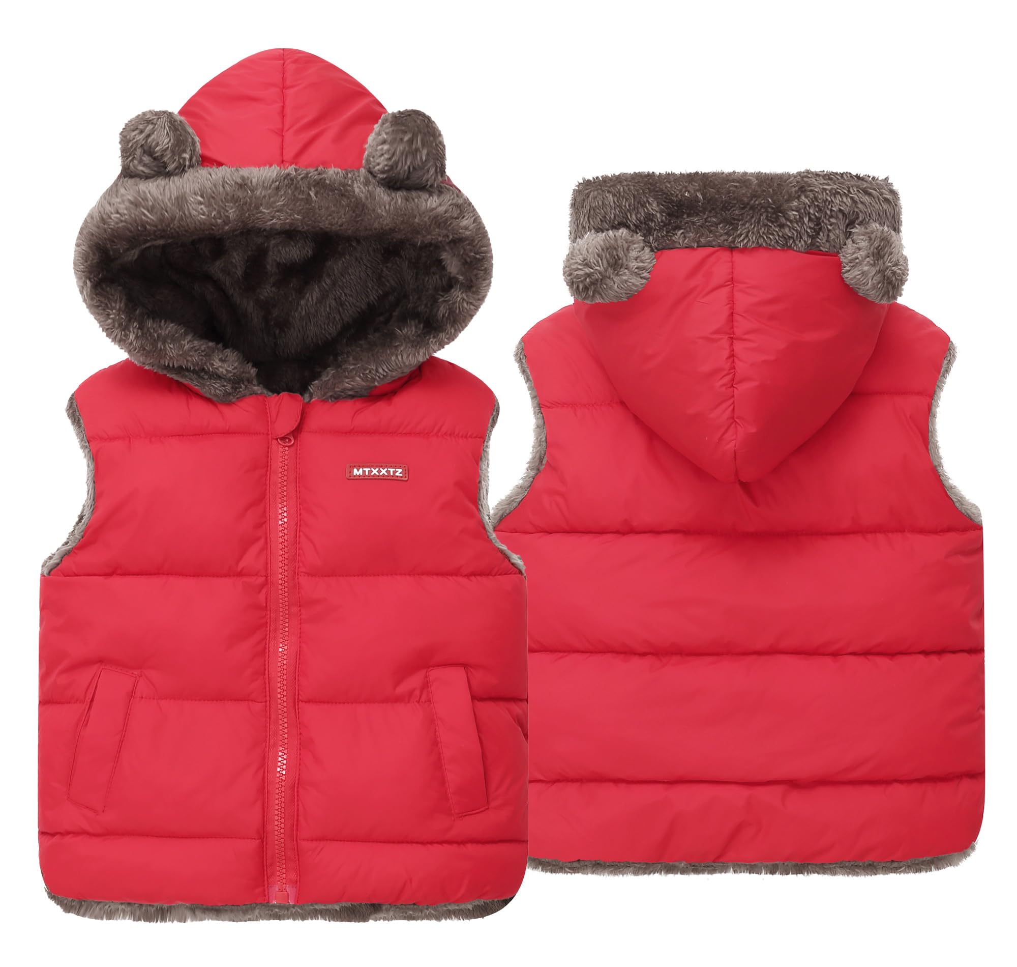 AIEOE Chaleco con Capucha Niño Invierno Sin Mangas Acolchado Reversible con Cremallera Chaqueta de Forro Polar