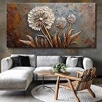 Large White Flower Wall Art with Taupe Background Elegant Flower Framed Floral Canvas Print for Living Room, Bedroom, Dining Room, Home Office Modern Ready to Hang Home Decor - 30"x60"(75CMx150CM)