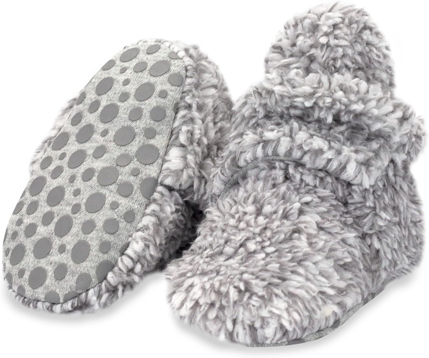 Unisex Furry Baby Booties with Grippers, Organic Cotton Lining, Baby Registry Must Haves