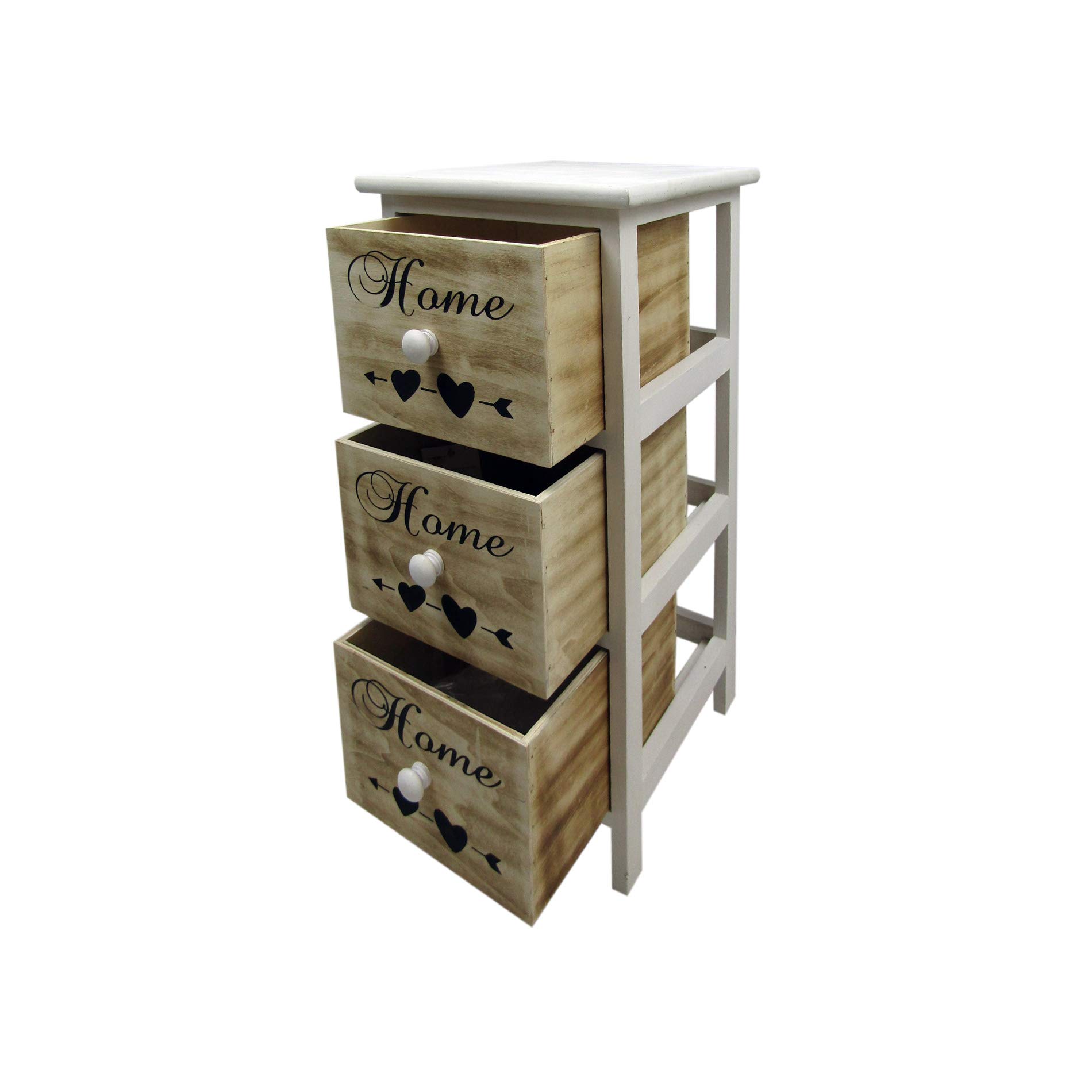 Rebecca Mobili Comodino Stretto, Cassettiera 3 Cassetti, Legno Bianco Marrone, Montato, Scandinvavo, per Camera Da Letto Soggiorno - Misure: 59 x 26 x 30 (HxLxP) - Art. RE6492