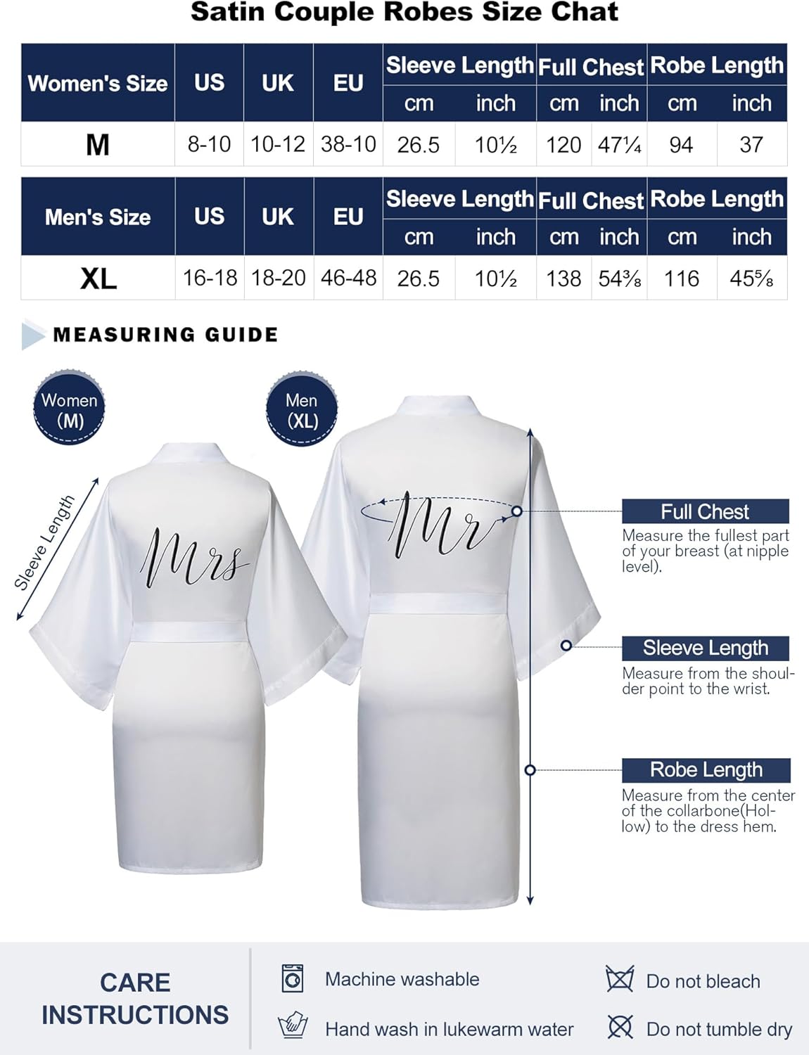 AW BRIDAL 2Pcs His and Hers Silk Robes, Mr and Mrs Matching Robe for Couples, Wedding Engagement Gifts for Bride Groom