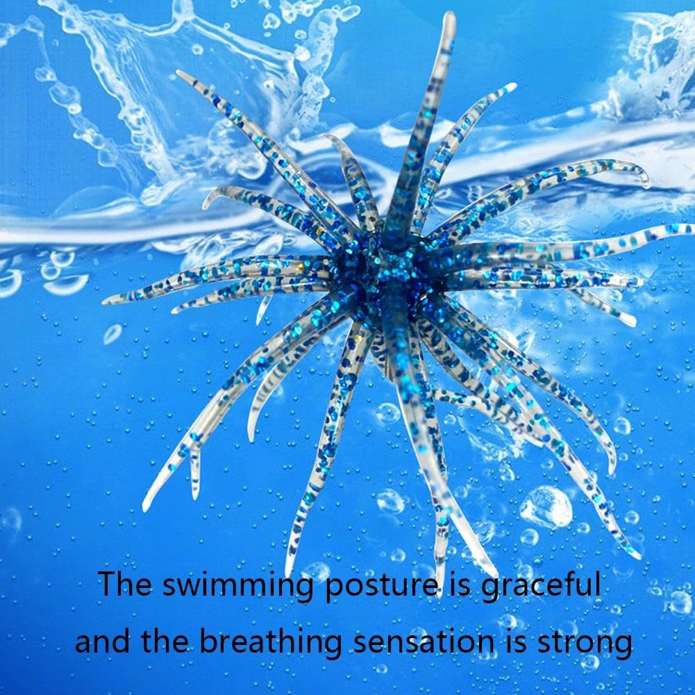 2PCS Sea Urchin Fishing Bait, Soft Plastic Bass Fishing Lure, Lure Bait for Black Pits,Soft Sea Urchin Baits,Soft Artificial Creature Bait Lures for Bass, Freshwater & Saltwater - 5