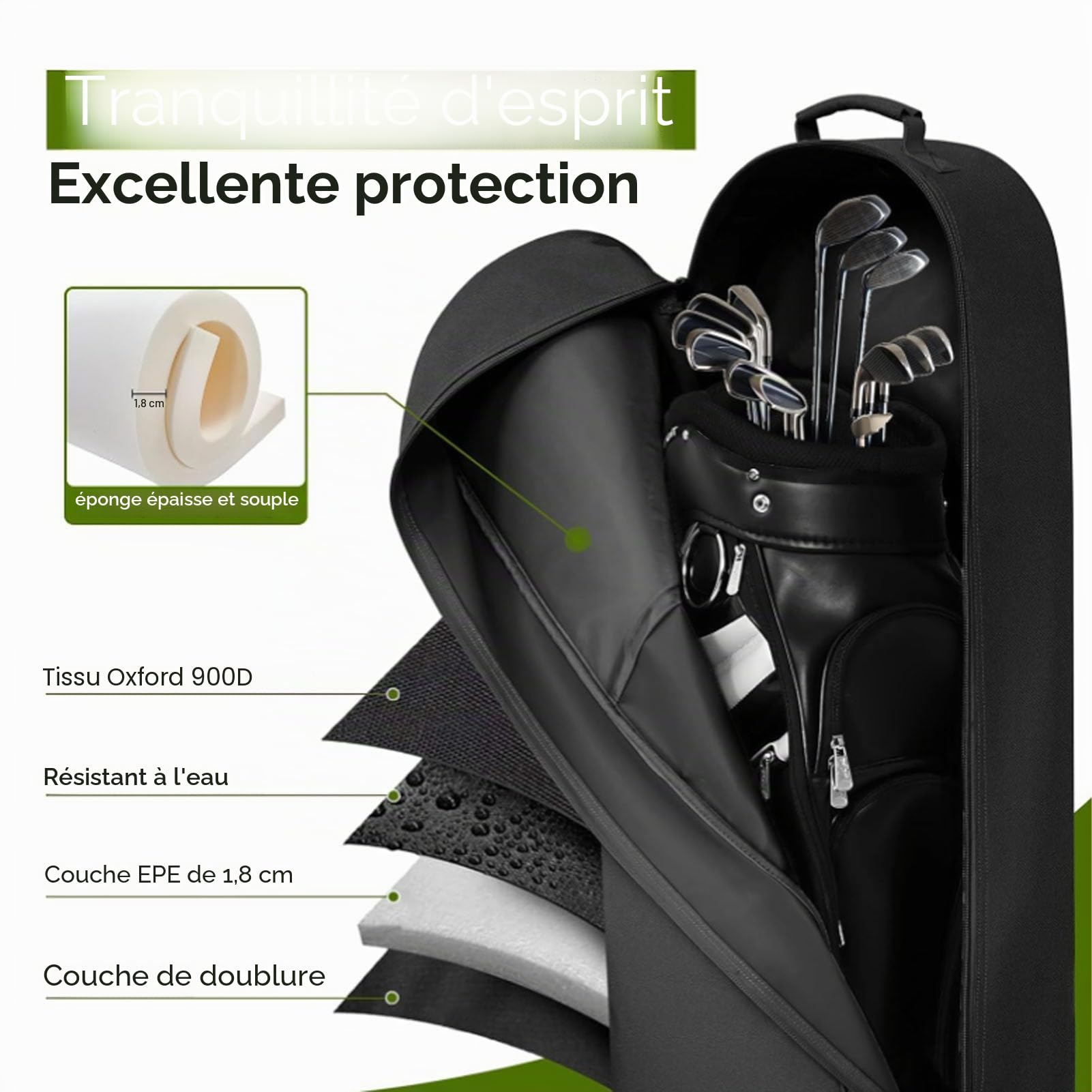 Sac de Voyage de Golf à roulettes, Sac de Golf, Sac de Club de Golf pour Voyage en Avion, Tissu Oxford, Roulement Silencieux