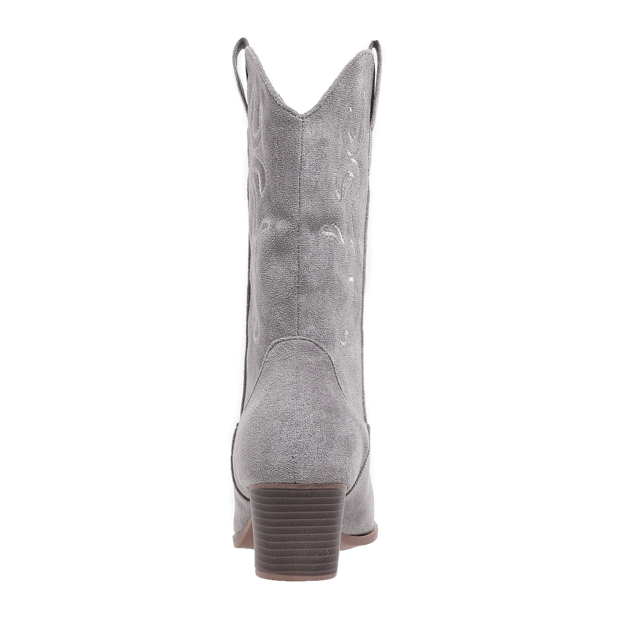Bandkos Cowboy-Stiefel für Damen, bestickte Cowboy-Stiefel mit mittleren Waden, niedriger Absatz, modische Stiefel