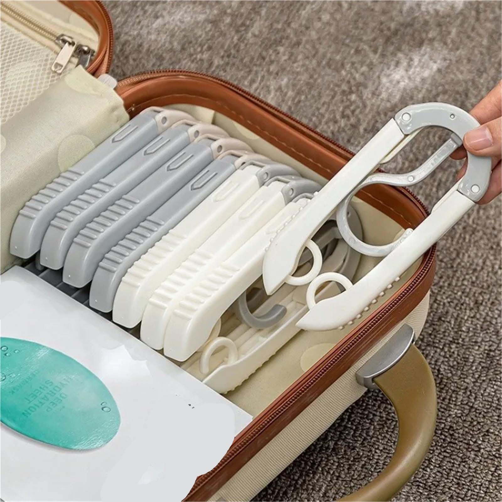 KleiderbüGel Platzsparend Multifunktions-Reise-Kleiderbügel, zusammenklappbarer Kleiderständer, tragbarer Wäschetrockner for Geschäftsreisen und den Heimgebrauch(Grey-White-10PCS)