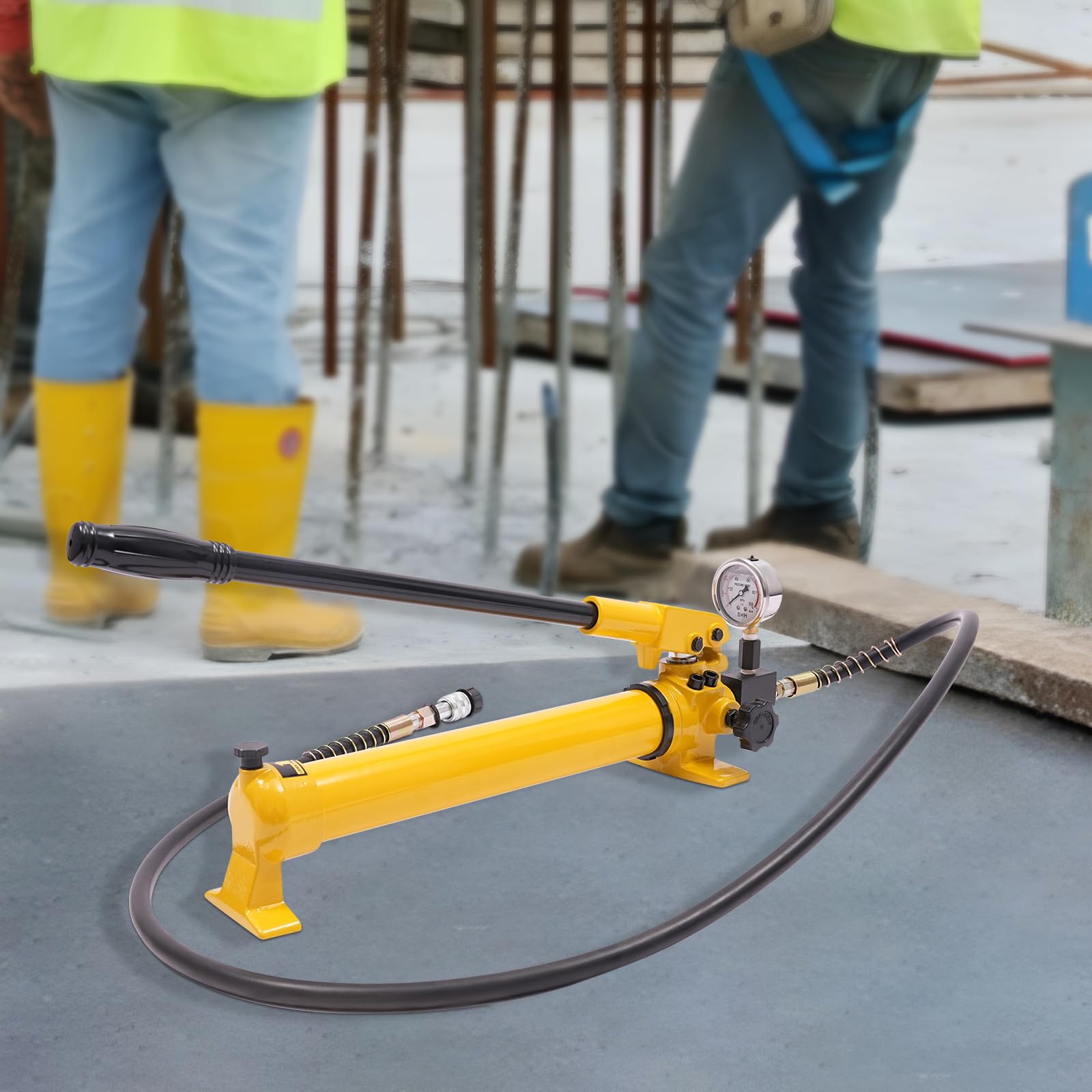 Pompa idraulica manuale, pompa idraulica CP-700 con manometro e tubi da 1,9 m, pompa idraulica manuale 700 bar con valvola di sicurezza per cilindro idraulico e strumento idraulico