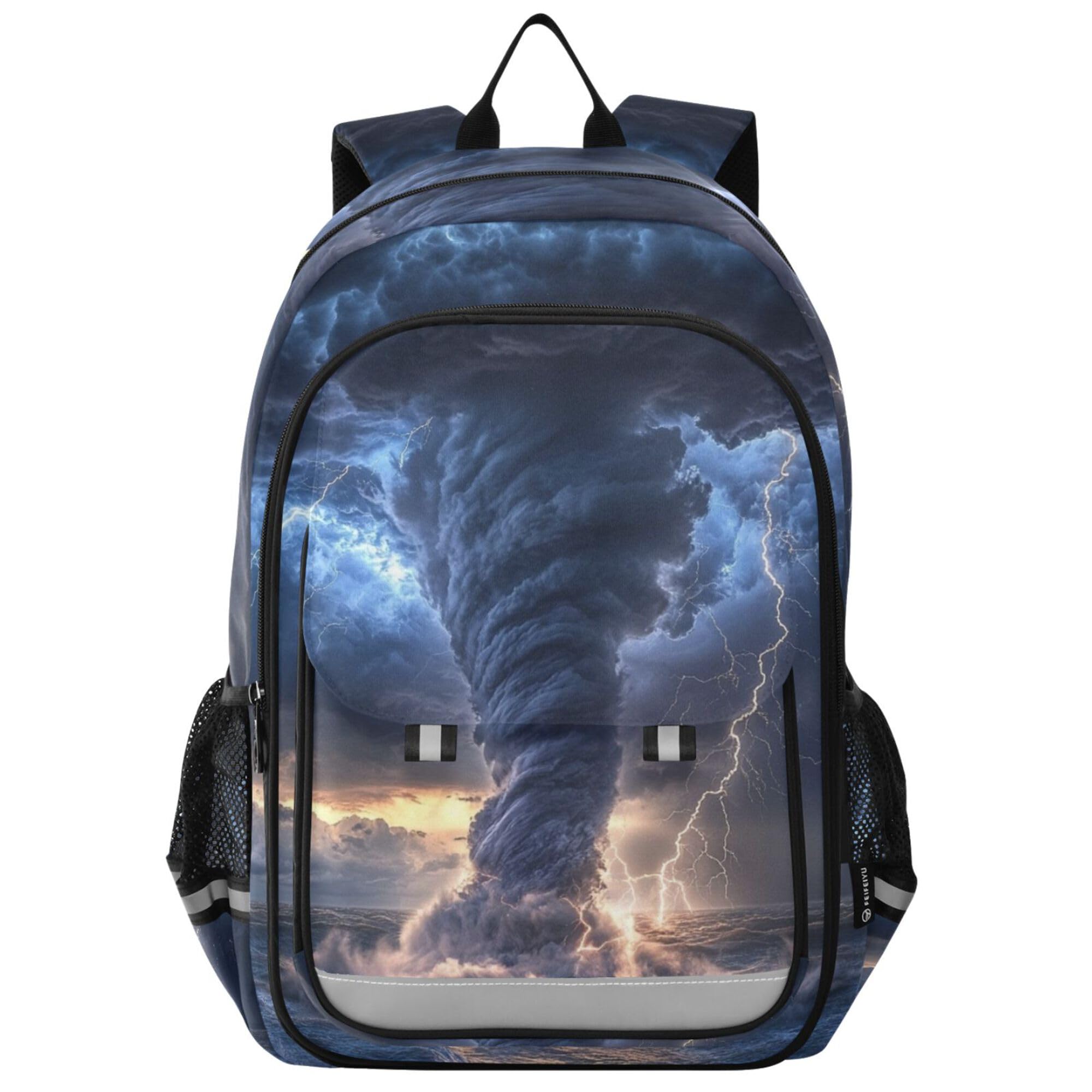 Glaphy Tornado Lightning Blue Backpack Lightweight Bookbag Laptop Backpack College School Bag for Boys Girls