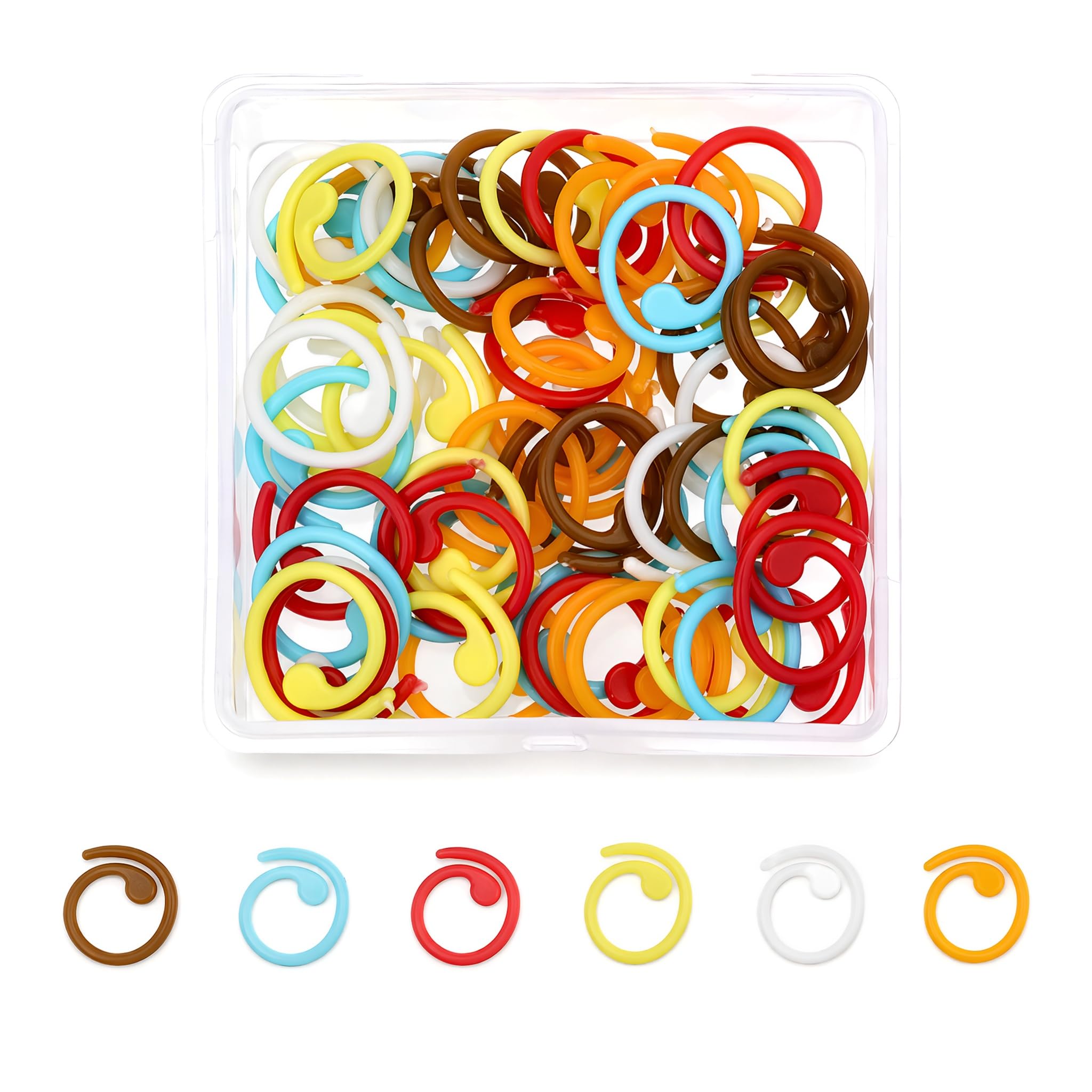 Qiansse Colours 60Pcs Spiral Plastic Stitch Markers,Crochet Stitch Markers Uk Stitch Markers For Knitting Uk Knitting Stitch Markers Crochet Markers Diy Craft Tools With Storage Box