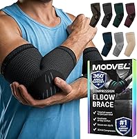 Vista 1 de Modvel Paquete de 2 coderas – Coderas de compresión para codo de golfista para aliviar el dolor en las articulaciones, recuperación, apoyos