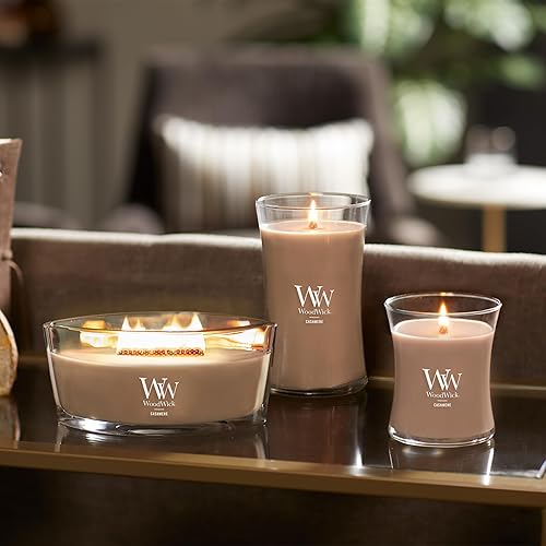 Vista 44 de WoodWick Hinoki Dahlia - Vela mediana en frasco, con forma de reloj de arena, cera de mezcla de soja prémium, mecha de madera Pluswick Innovation