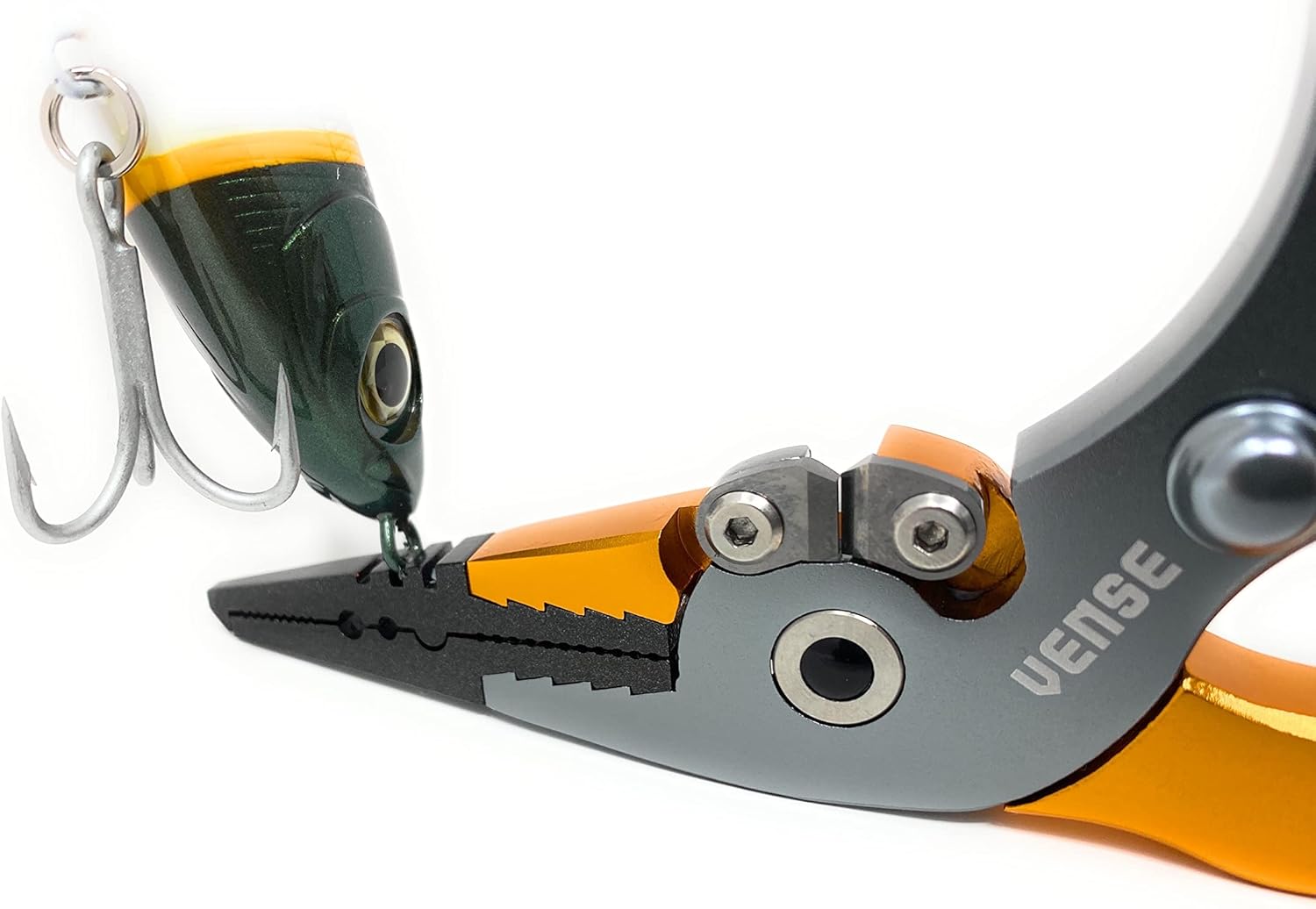 VENSE - Aluminum Fishing Pliers Saltwater/Freshwater with Anti-Slip Hook Remover Line Cutter Tungsten Carbide Cutters and Safety Lock