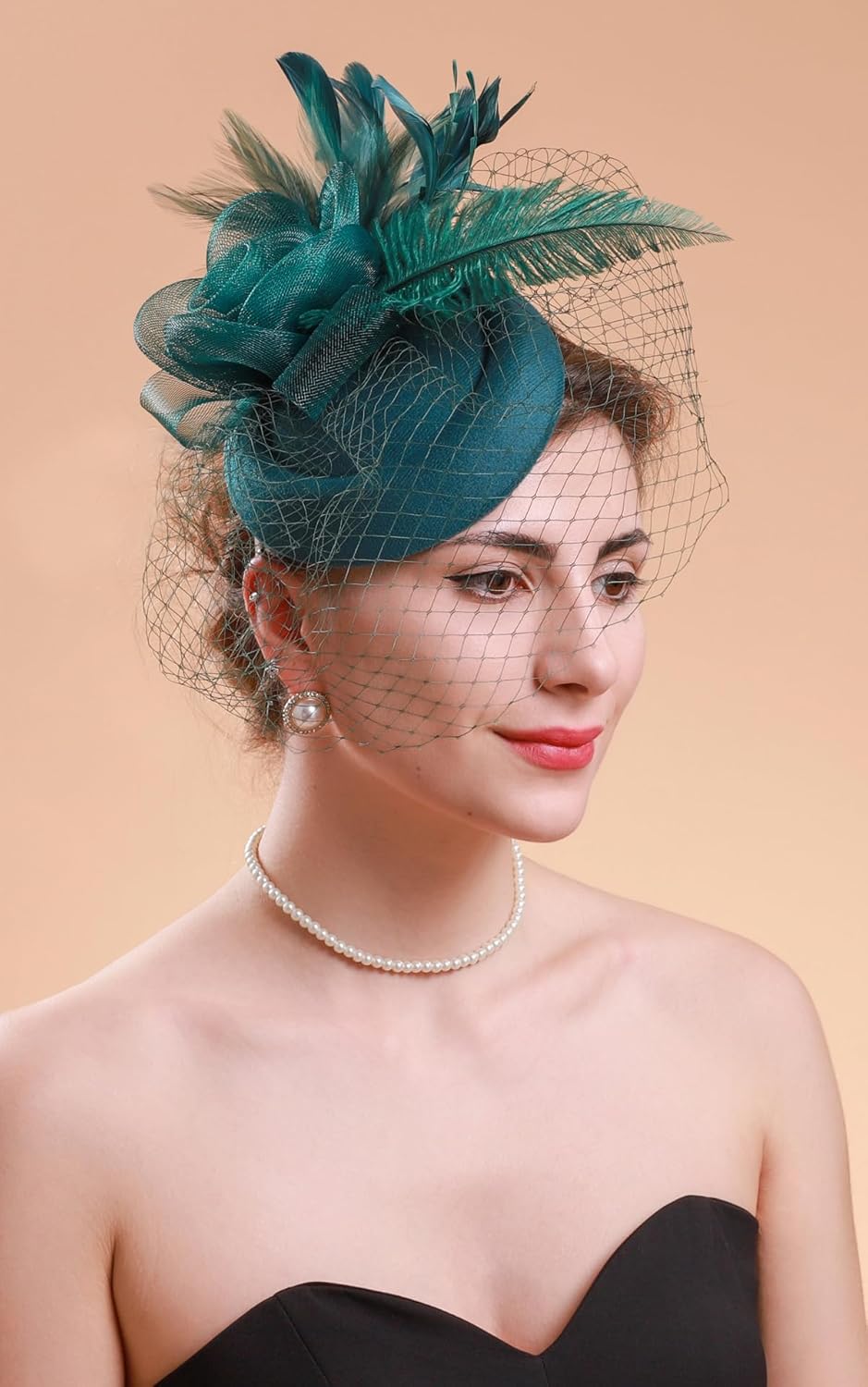 Cizoe Fascinators Hats 20s 50s Hat Pillbox Hat Cocktail Flower Tea Party Headwear with Veil for Girls and Women - Image 2