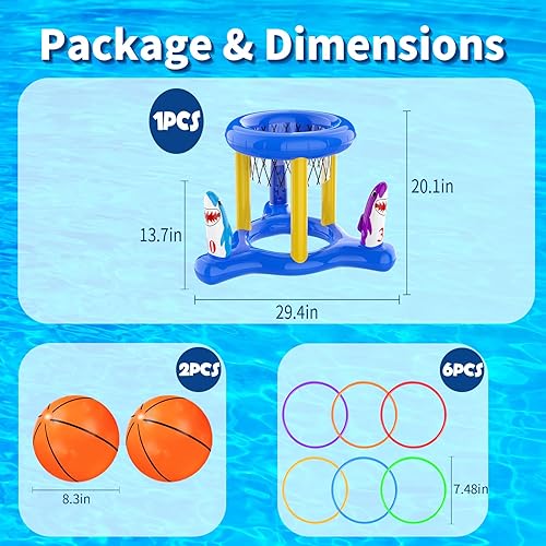 Miniatura 5 de Juego de juguetes de flotadores de piscina, juego de lanzamiento de anillos 2 en 1 y aros de baloncesto para niños, adolescentes y adultos, piscina,