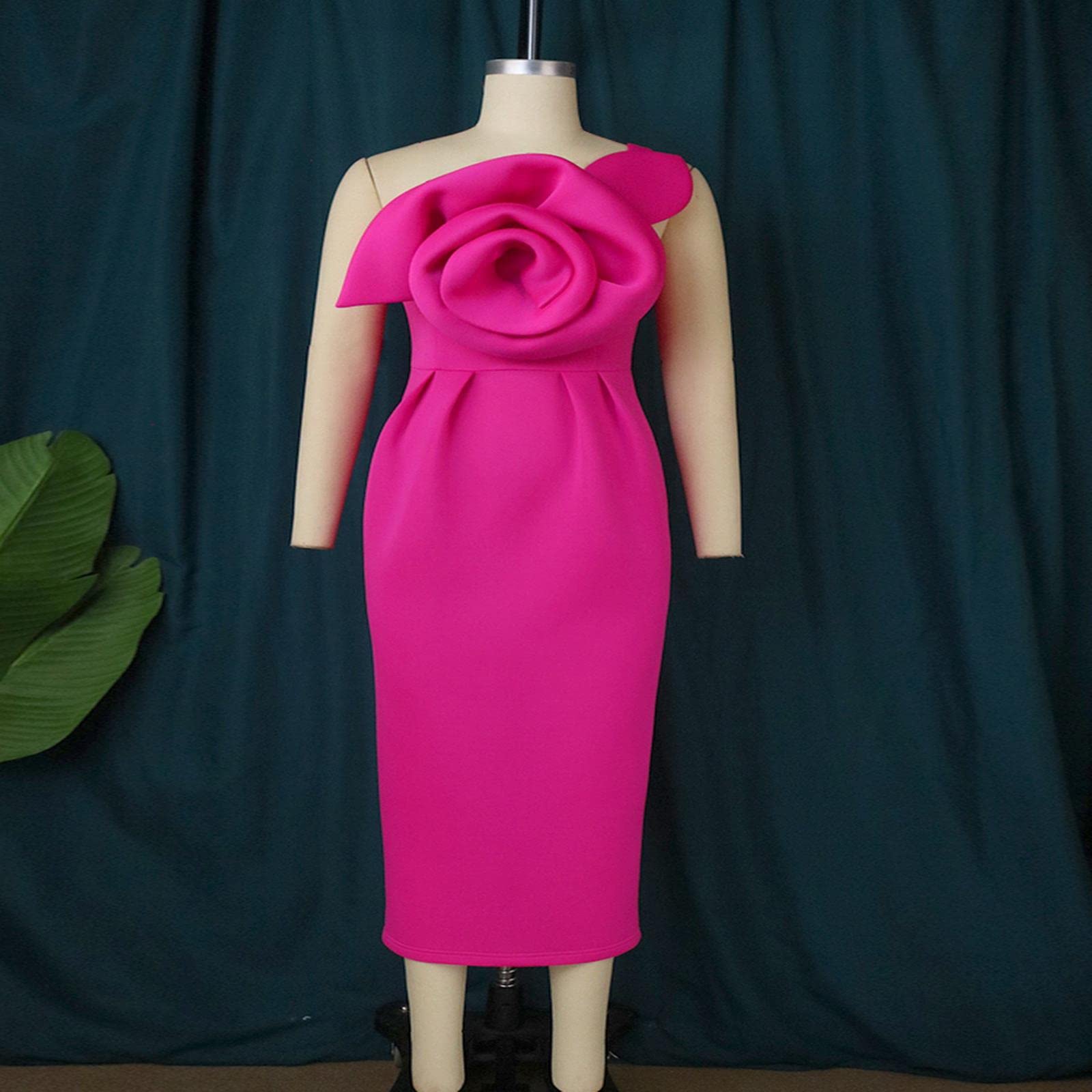 MOGSA Vestidos de fiesta para mujer, entallados, con una correa, flores grandes, Navidad, cumpleaños, elegantes batas de boda