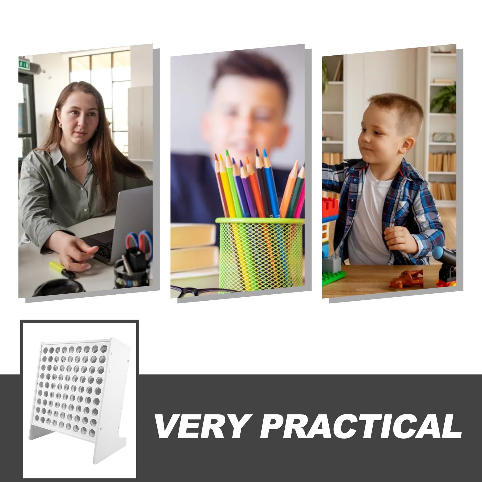 Portapenne da Tavolo Multifunzionale Cassetto Bianco in Plastica, Organizer per Marker Stabile e Durevole, per Back To School Party e Uso Scolastico